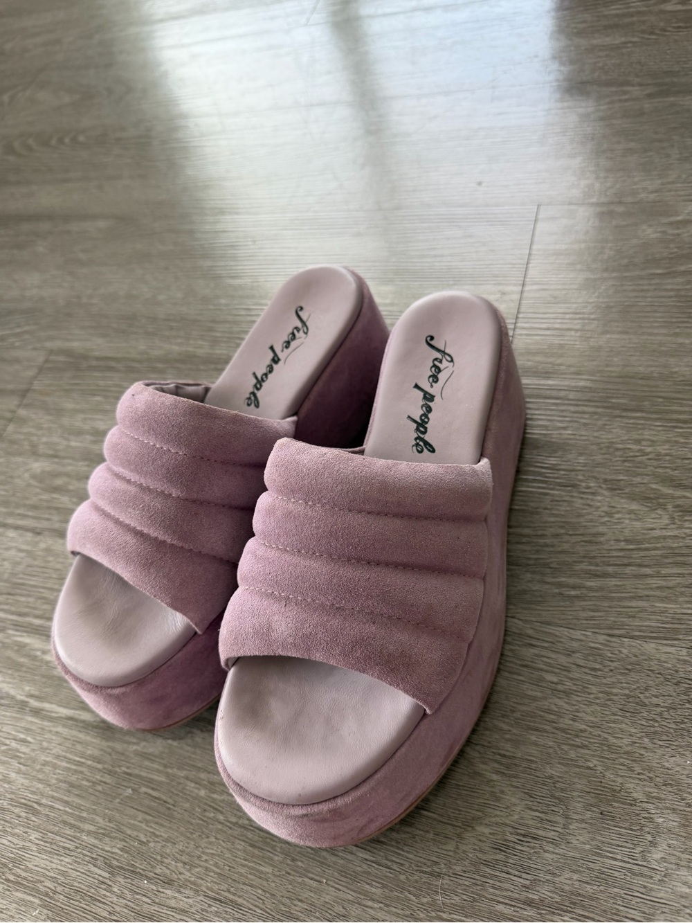 Free People Purple Mauve Platform Slide Sandals